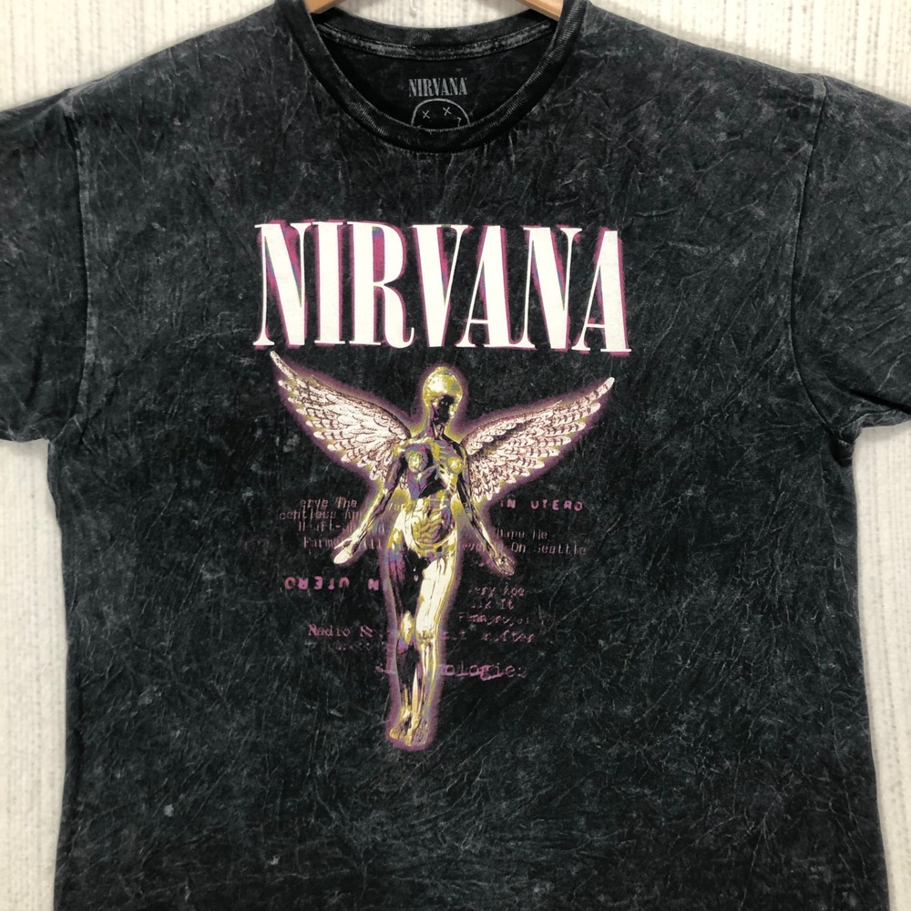 Nirvana In Utero Mineral Wash Graphic T-Shirt Mens XL Charcoal‎ Gray Cotton